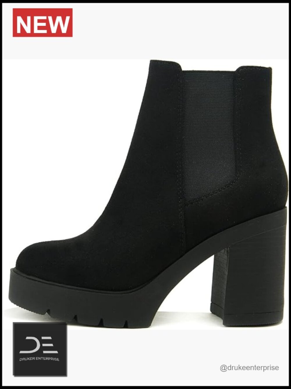 Lug Sole High Heel Chelsea Ankle Boot w/ Double Elastic Gore